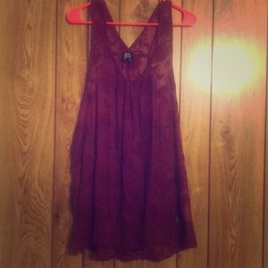 Red see threw tank top